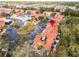 Aerial view of a condo community with lush landscaping, a pool, and well-maintained exteriors at 1007 Park Ridge Cir, Kissimmee, FL 34746