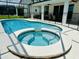 Sparkling pool and spa area surrounded by a safety fence and a well-maintained patio at 2641 Calistoga Ave, Kissimmee, FL 34741