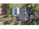 Aerial view of a well-maintained home with dark gray roof and screened in pool at 336 California Blvd, Davenport, FL 33897