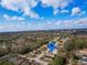 An aerial view of a suburban neighborhood with tree coverage under a partially cloudy sky at 4941 Luna Negra Dr, Orlando, FL 32811