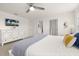 Main bedroom with neutral color scheme, white furniture, and connecting bathroom at 5411 Oakgrain Ct, Davenport, FL 33837