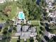 Aerial view of the community amenities featuring a pool, clubhouse, and lush green spaces at 1343 Flagstone Ave, Celebration, FL 34747