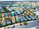 Aerial view displays brightly painted homes set in a community with parking at 2958 Salted Rim Rd, Kissimmee, FL 34747