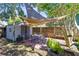 Cozy backyard patio with shade sail and storage shed at 3741 Crossing Creek Blvd, St Cloud, FL 34772