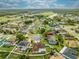 High-angle view of property with a single-story home with solar panels, surrounded by neighborhood at 5113 Sage Way, Kissimmee, FL 34758