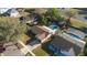 Aerial view showcasing the home's backyard, pool, and surrounding neighborhood landscape at 5445 Marvell Ave, Orlando, FL 32839