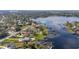 Panoramic aerial shot of sprawling lakefront estate amidst a serene neighborhood at 10919 Lakeshore Dr, Clermont, FL 34711