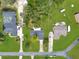 This is an aerial view that highlights the generous lot size and the surrounding mature trees and neighborhood at 1710 Big Oak Ln, Kissimmee, FL 34746