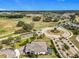 Aerial shot of a home near a golf course, landscaped streets, and roundabout in a suburban neighborhood at 2108 Antilles Club Dr, Kissimmee, FL 34747