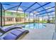 Relax in this screened pool with a built-in spa, and views of nearby homes, creating a private and luxurious outdoor experience at 2536 Shanti Dr, Kissimmee, FL 34746