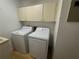 Laundry room featuring modern appliances, overhead cabinets, and practical design at 3285 Majestic Oak Dr, St Cloud, FL 34771