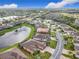 Aerial view of the property with a pond and mature landscaping at 484 Villa Park Rd, Kissimmee, FL 34759