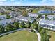 Aerial view of well-kept townhomes overlooking a green area and a walking path, offering scenic views at 7682 Fitzclarence St, Kissimmee, FL 34747