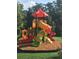 Colorful community playground with multiple slides and climbing structures surrounded by a safety mulch at 991 Lake Berkley Dr, Kissimmee, FL 34746