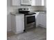 A kitchen featuring stainless steel appliances, white cabinets, and granite countertops at 1013 Illinois Ave, St Cloud, FL 34769