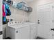 Functional laundry room with white washer and dryer and ample storage space at 747 Citrus Isle Dr, Davenport, FL 33837