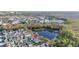 Overhead view of a residential area with pond and greenery at 826 Lake Evalyn Dr, Celebration, FL 34747