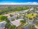 An aerial view of homes bordering a natural preserve with lush trees in a well-maintained community at 100 Ventana Dr, Kissimmee, FL 34759