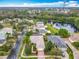 Gorgeous aerial view of neighborhood homes near a tranquil pond surrounded by lush greenery and mature trees at 100 Ventana Dr, Kissimmee, FL 34759