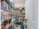 Walk-in pantry offering ample storage with metal shelves fully stocked with groceries and household essentials at 16150 Parkwyn St, Winter Garden, FL 34787