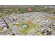 Wide aerial view of neighborhood including houses, green spaces, pool, and parks at 1097 Hendon Loop, Davenport, FL 33837