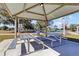 Covered picnic area with metal tables, ideal for outdoor dining and relaxation at 1238 James Ln, Kissimmee, FL 34759