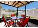 Screened-in porch with a glass top table and four red chairs overlooking the backyard at 1238 James Ln, Kissimmee, FL 34759