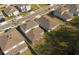 Aerial view of a neighborhood showing multiple homes, green spaces, and sidewalks at 3987 Meandering Bay Dr, Apopka, FL 32712
