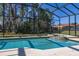 The sparkling screened-in pool provides a refreshing escape with views of the lush landscaping at 113 Tiger Lily Ct, Davenport, FL 33837