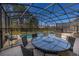 Relaxing screened-in pool area with outdoor dining, perfect for entertaining guests at 113 Tiger Lily Ct, Davenport, FL 33837