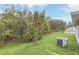 Lush backyard with mature trees bordering the lawn and house at 1877 River Crest Ave, St Cloud, FL 34771