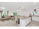 Open-concept living space featuring a modern kitchen, dining area, and comfortable seating area with tile floors at 1877 River Crest Ave, St Cloud, FL 34771
