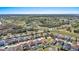 A wide aerial shot showcases a residential neighborhood with lush greenery, interspersed with a scenic pond at 217 Sand Ridge Dr, Davenport, FL 33896