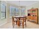 A breakfast nook with a wood table and cabinet; the room is bright with lots of natural light at 400 Indian Wells Ave, Poinciana, FL 34759