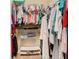 Organized walk-in closet featuring shelving, hanging racks, shoe rack and neutral carpeting at 400 Indian Wells Ave, Poinciana, FL 34759