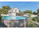 Spacious backyard featuring a round pool, lush greenery, and tranquil outdoor space at 1205 Wisconsin Ave, St Cloud, FL 34769