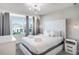 Cozy bedroom featuring a plush white bed, large window, and modern lighting at 1800 Tropical Palms Cir, Kissimmee, FL 34747