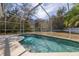 Private backyard pool surrounded by a screened enclosure and lush landscaping at 248 Breezy Oaks Ct, Davenport, FL 33896