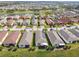 Neighborhood aerial view with many homes, lake, and community at 309 Vestrella Dr, Poinciana, FL 34759