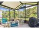 Beautiful screened patio with brick flooring, ceiling, and an outdoor dining set perfect for entertaining guests at 309 Vestrella Dr, Poinciana, FL 34759