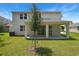 The backyard has a covered patio and a freshly sodded lawn, perfect for entertaining and relaxing at 3725 Deer Ridge Dr, Mount Dora, FL 32757