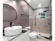 Stylish bathroom with a vessel sink, granite countertop, and a walk-in shower at 4217 Park Lake St, Orlando, FL 32803