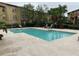 Community swimming pool with palm trees and lounge chairs for residents to relax and enjoy at 5160 Conroy Rd # 1414, Orlando, FL 32811