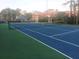 Well-maintained tennis court with blue surface and green border, perfect for an active lifestyle at 5160 Conroy Rd # 1414, Orlando, FL 32811