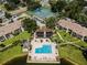Aerial view of the pool and tennis courts surrounded by lush landscaping and apartments at 6 Escondido Cir # 58, Altamonte Springs, FL 32701