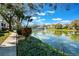 Scenic view of a tranquil lake with a fountain and community buildings in the background, surrounded by lush landscaping at 6 Escondido Cir # 58, Altamonte Springs, FL 32701
