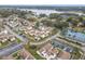 This aerial shot showcases the community's proximity to a nearby lake at 734 Olympic Cir # 30, Ocoee, FL 34761