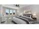 Bright, spacious bedroom with stylish decor, large windows, and modern ceiling fan at 7921 Jacks Club Dr, Kissimmee, FL 34747