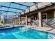 Relax by the pool in this lovely backyard with ample seating and a screen enclosure at 9156 Wedge Dr, Davenport, FL 33896