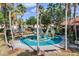 Playground with climbing structure, swings, and benches surrounded by mature trees and greenery at 151 Saragossa Ave, Davenport, FL 33897